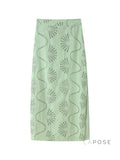 Alaura Green Embroidered Skirt Set [60CEXYN9]