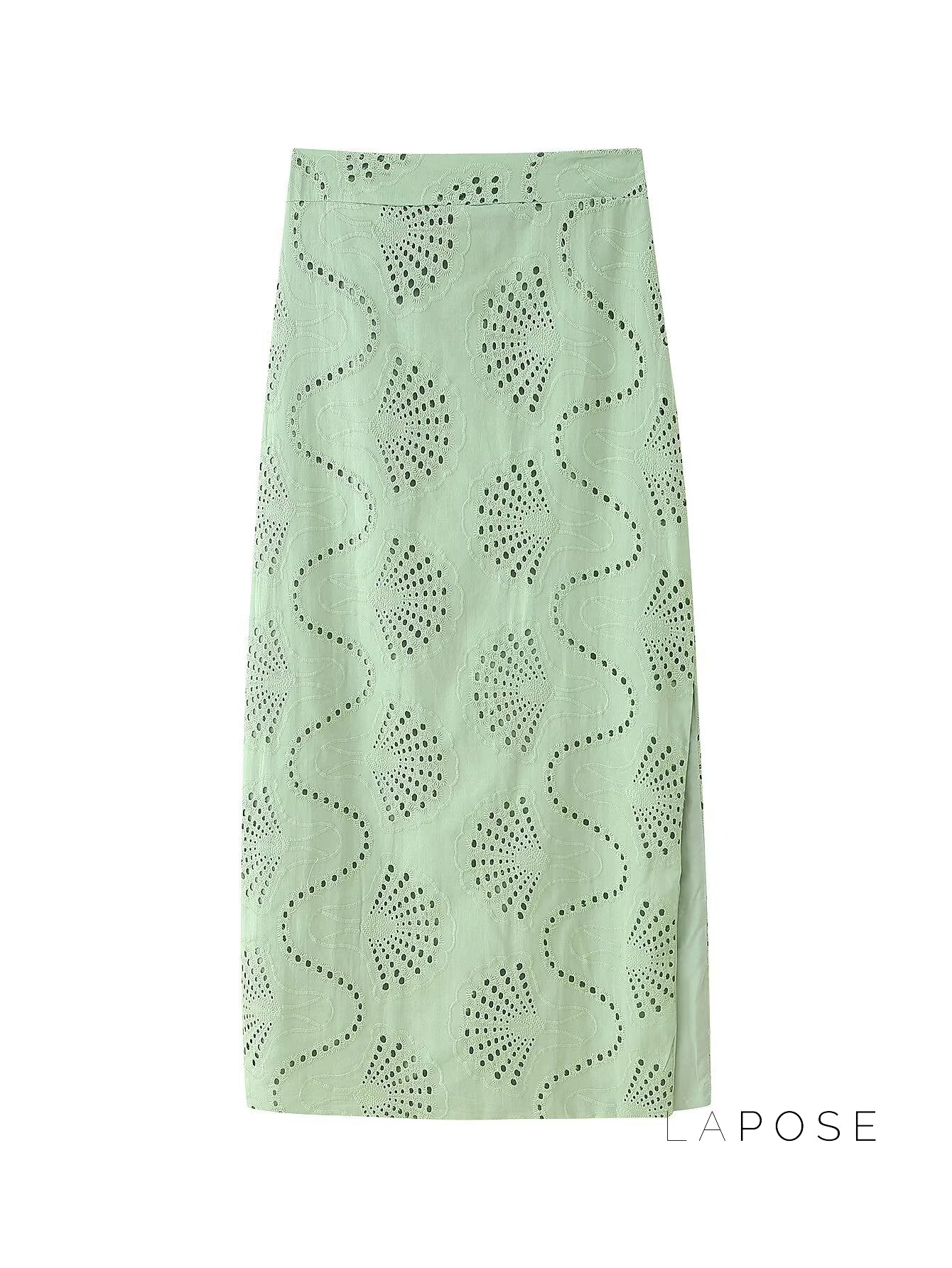 Alaura Green Embroidered Skirt Set [60CEXYN9]