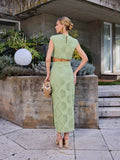 Alaura Green Embroidered Skirt Set [LF989FUW]