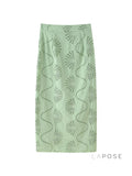 Alaura Green Embroidered Skirt Set [5Y5YIN6L]