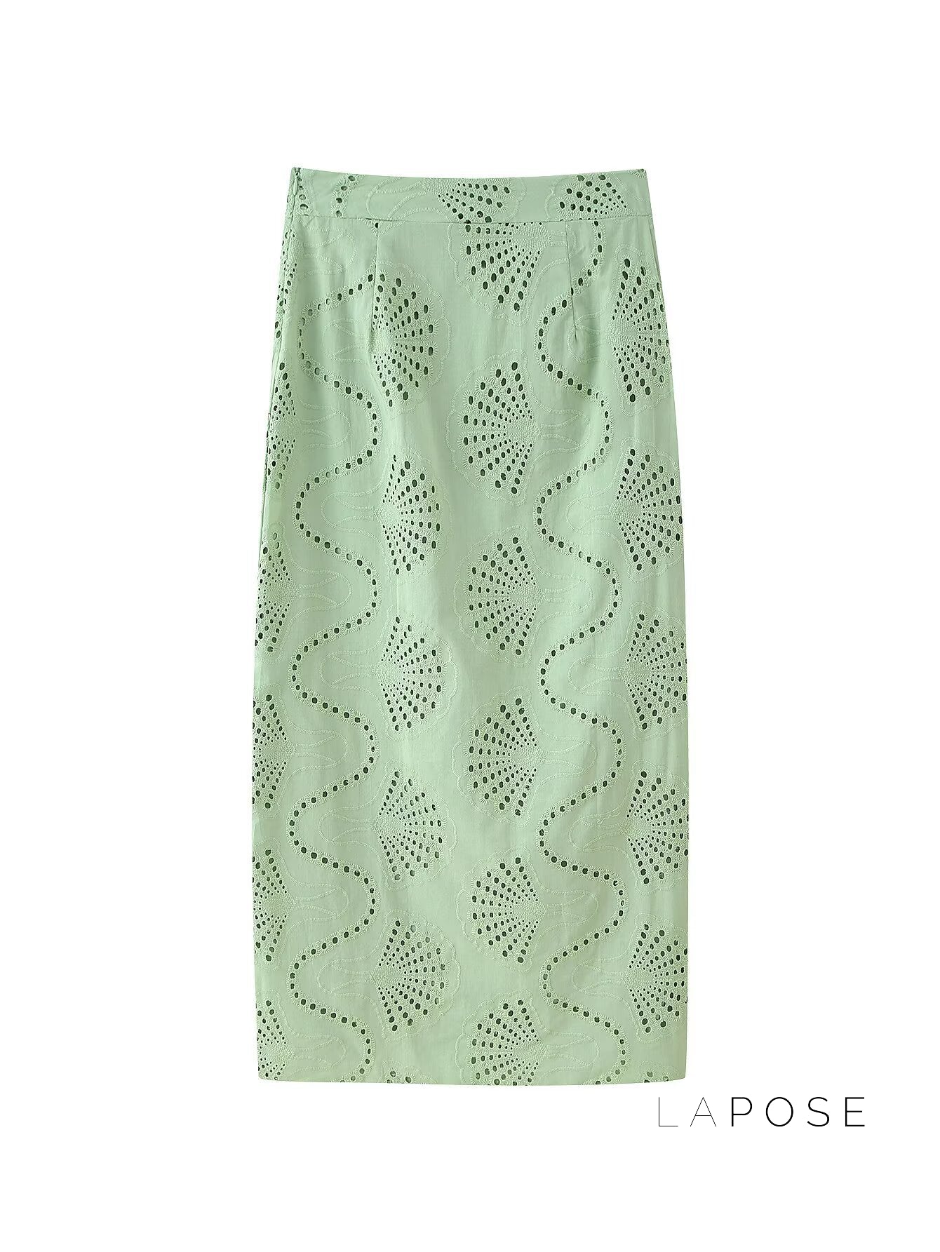 Alaura Green Embroidered Skirt Set [5Y5YIN6L]