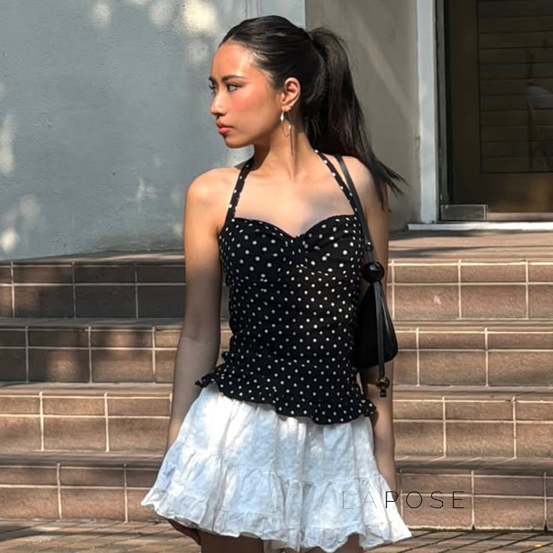 Alaura Polka Dot Halter Top [3BUGN6GE]