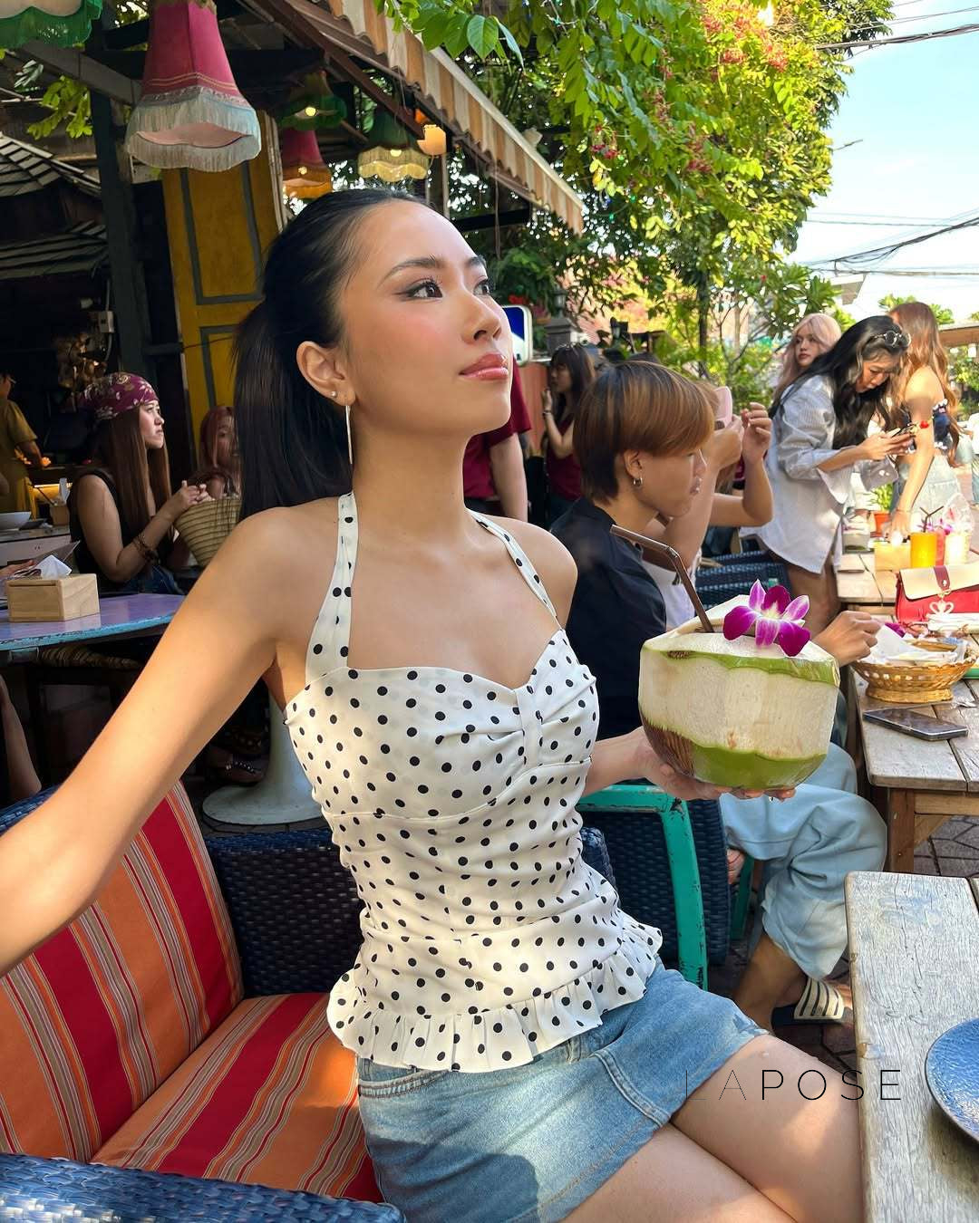 Alaura Polka Dot Halter Top [LVDDGG7M]