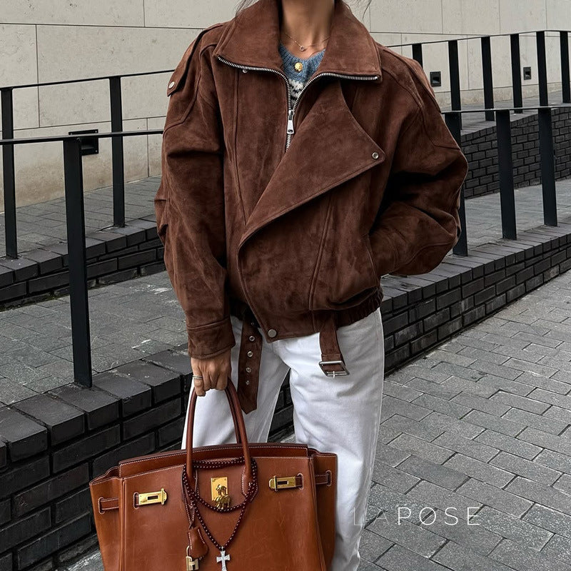 Alayiah Retro Faux Suede Jacket [CCVK73GK]