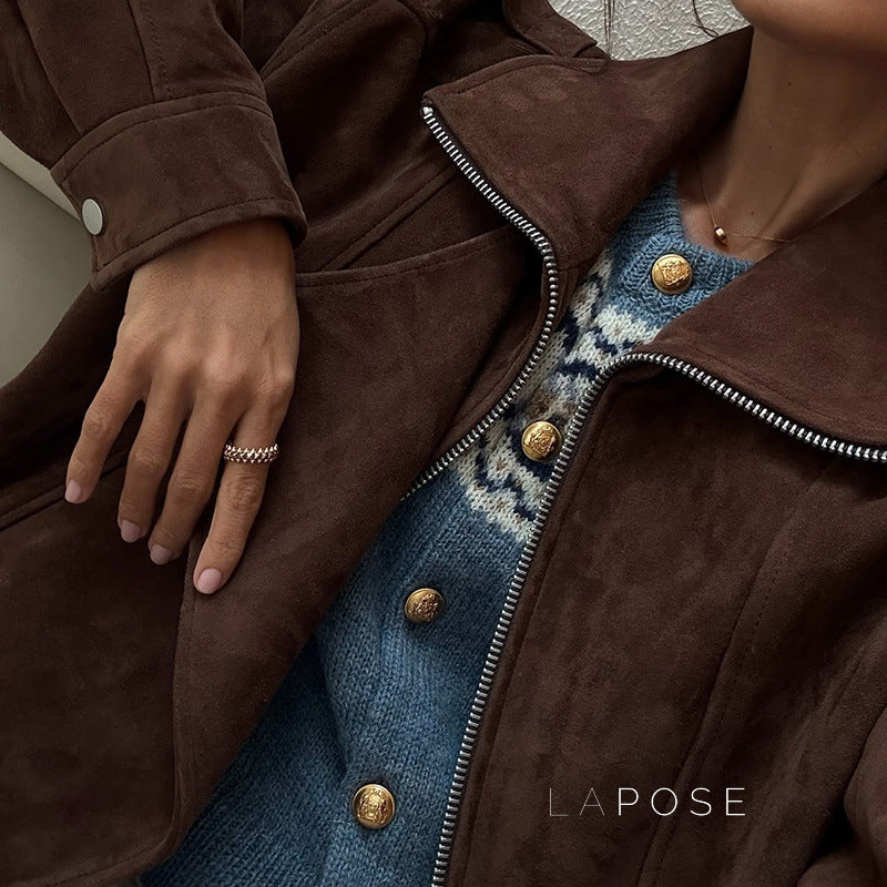 Alayiah Retro Faux Suede Jacket [U771ICB8]