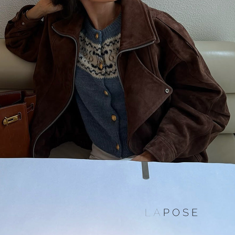 Alayiah Retro Faux Suede Jacket [UOO8DUXE]