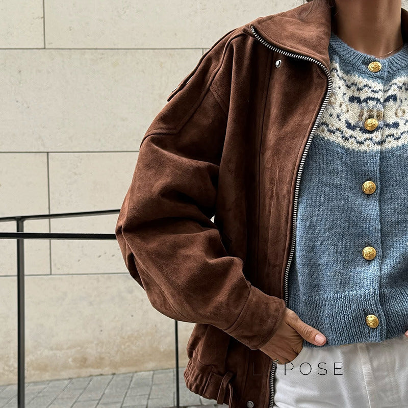 Alayiah Retro Faux Suede Jacket [6ODNVKGE]