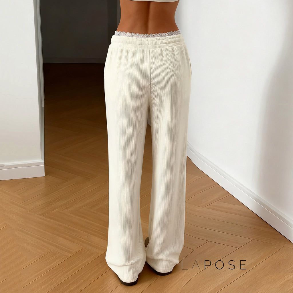 Alba Lace Patchwork Corduroy Pants [LYAQ2UES]
