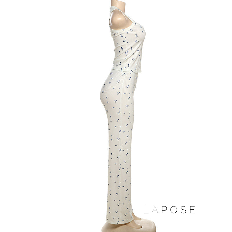 Aleah Ribbed Floral Pant Set [1HJ67Y3V]