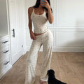 Aleah Ribbed Floral Pant Set [ZQXURSFE]