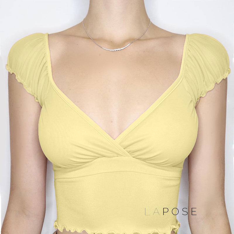 Alexis Ruffled Puff Sleeve Crop Top [D9T3R4I6]