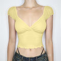 Alexis Ruffled Puff Sleeve Crop Top [C00C5Q1N]