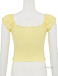 Alexis Ruffled Puff Sleeve Crop Top [DV84OGSL]