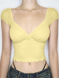 Alexis Ruffled Puff Sleeve Crop Top [L15GMQ9D]
