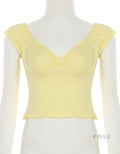 Alexis Ruffled Puff Sleeve Crop Top [WKSDVU7P]