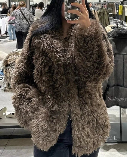Alexzandria Lapel Faux Fur Jacket [BKL3RXSL]