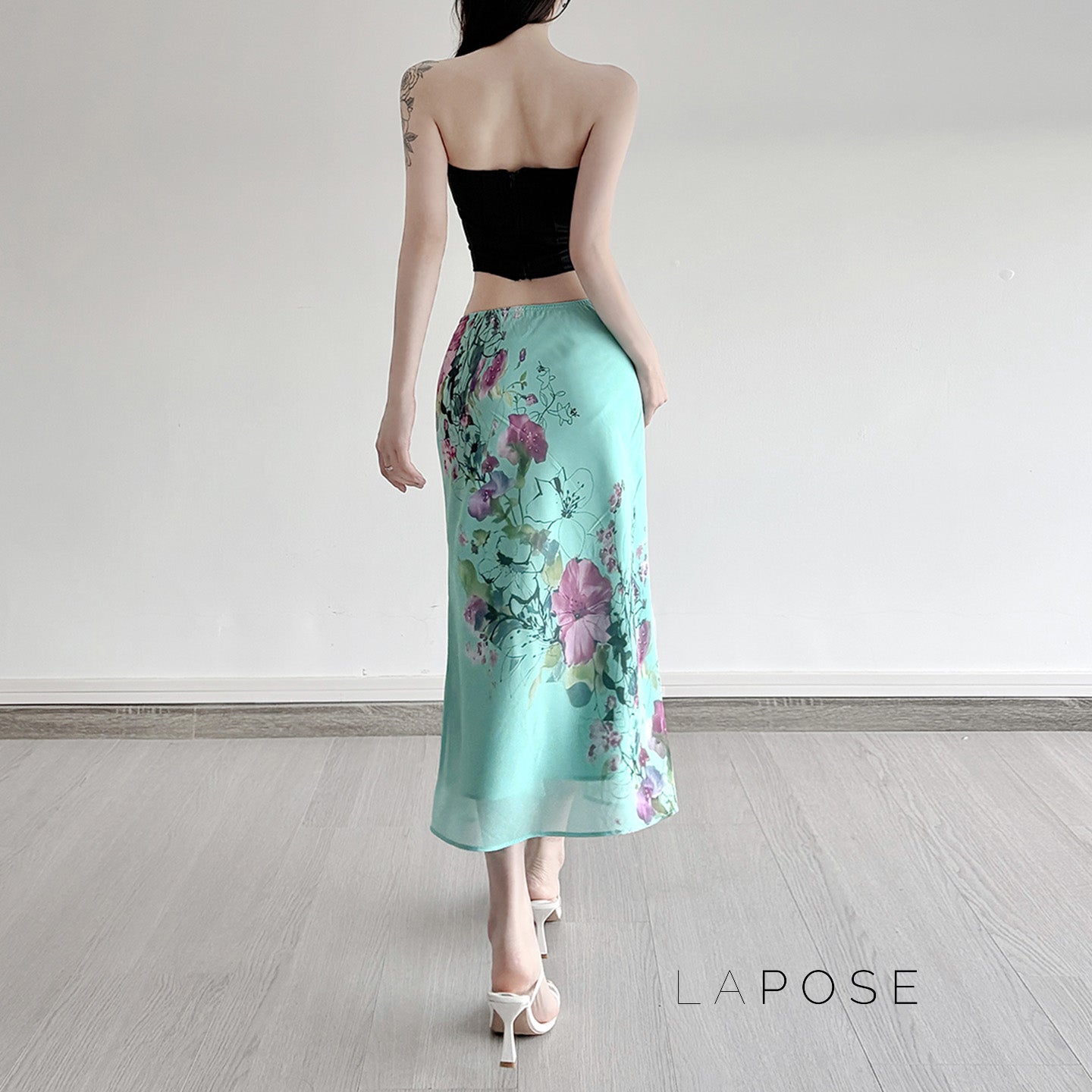 Aleya Green Floral Maxi Skirt [DN6PB9RK]
