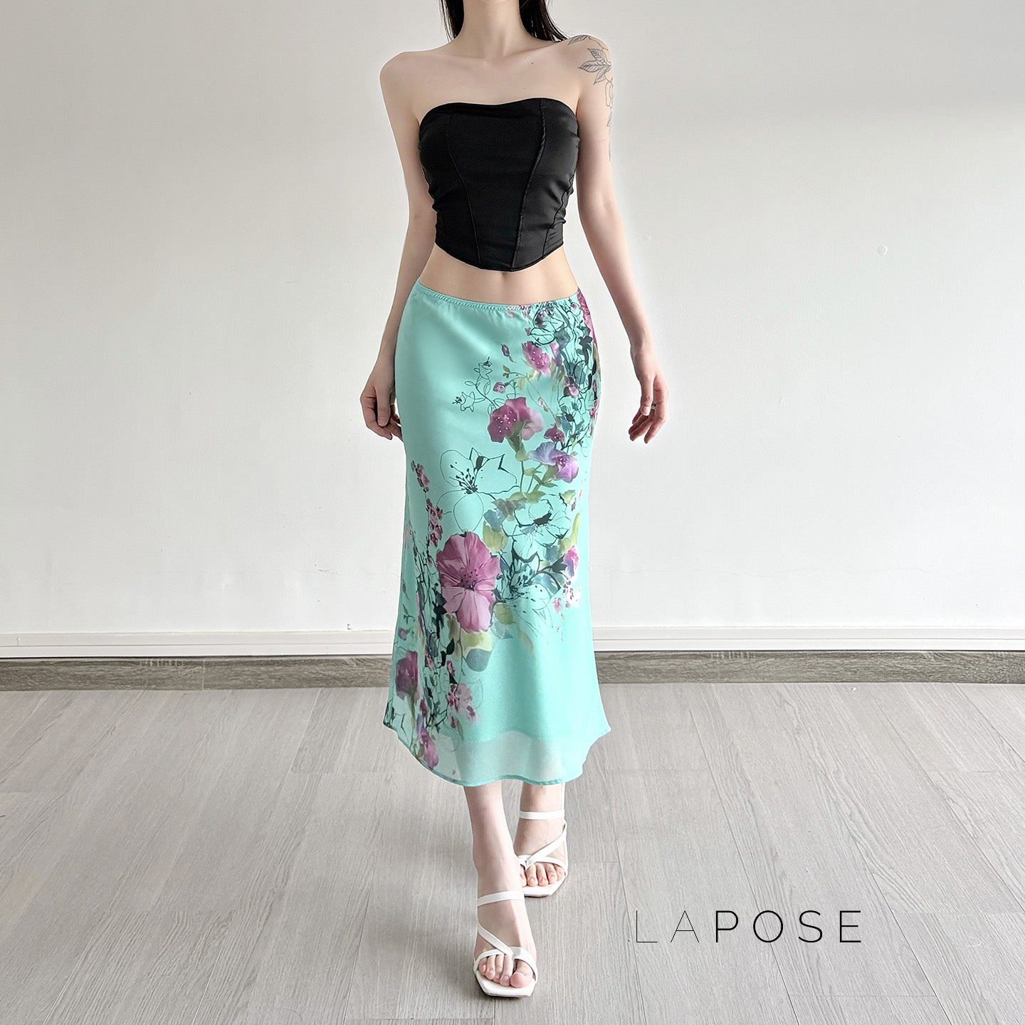 Aleya Green Floral Maxi Skirt [Y7QF4P3A]