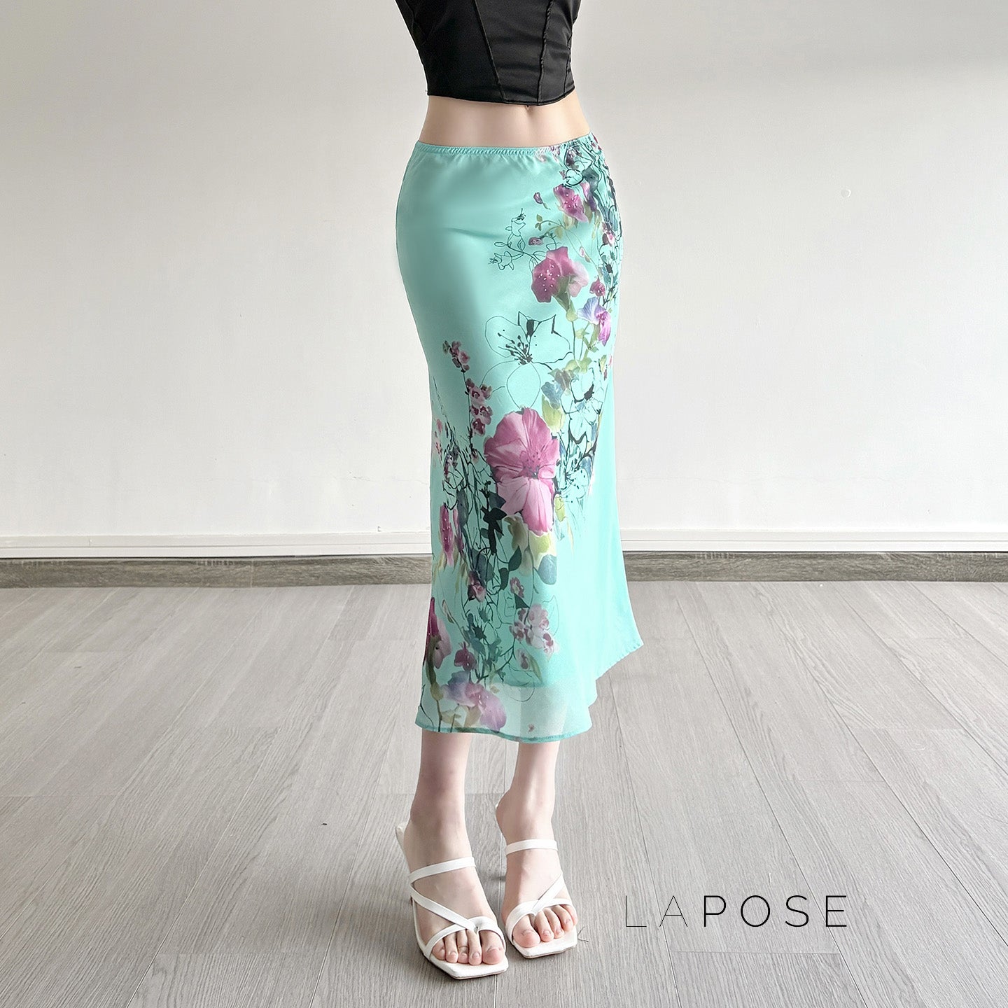 Aleya Green Floral Maxi Skirt [KJ5MMSLF]