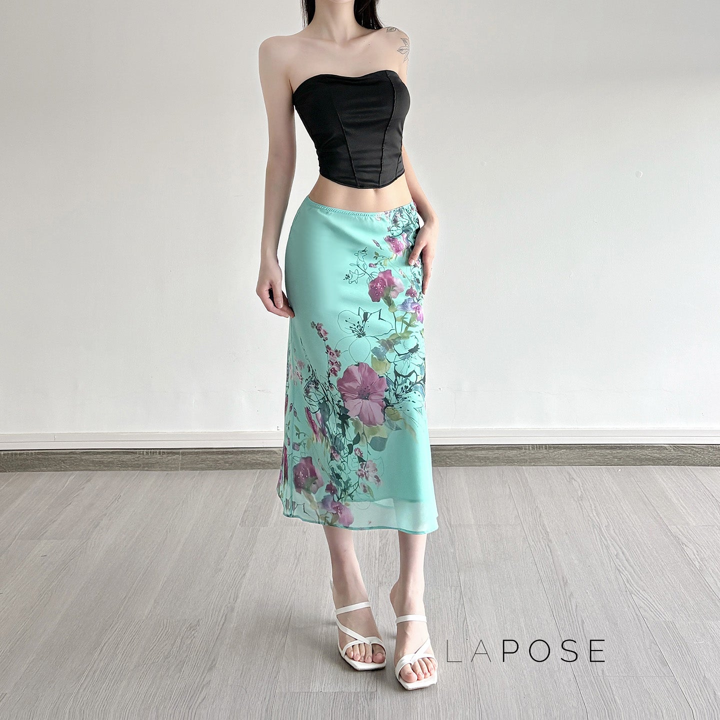 Aleya Green Floral Maxi Skirt [TKITQ5GO]
