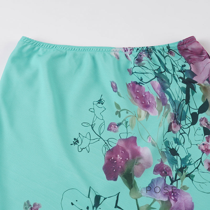 Aleya Green Floral Maxi Skirt [DX9XVQHA]