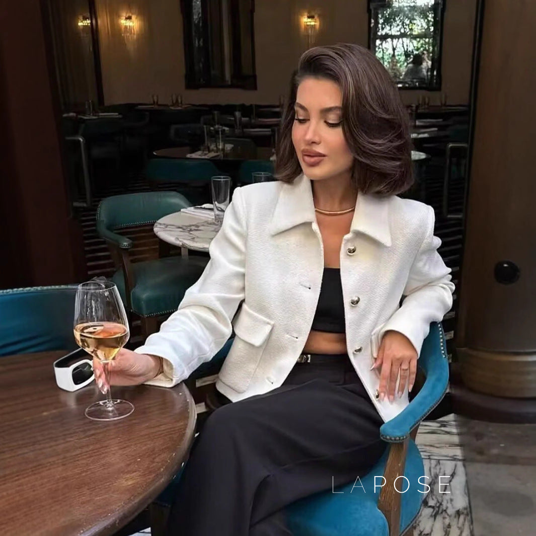 Alicia Cropped Lapel Jacket [MRLMQ14Y]