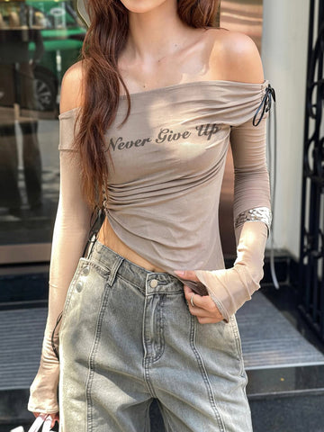 Alisa Mesh Graphic Crop Top