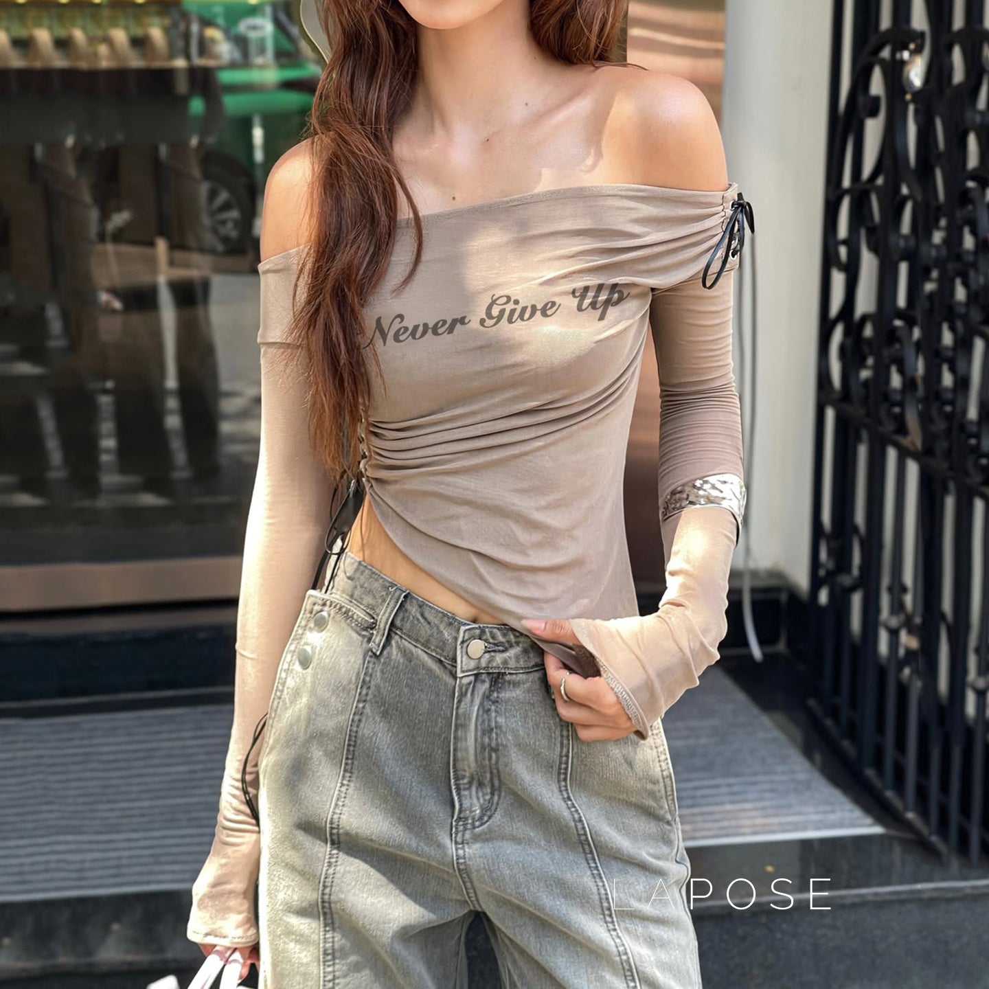 Alisa Mesh Graphic Crop Top