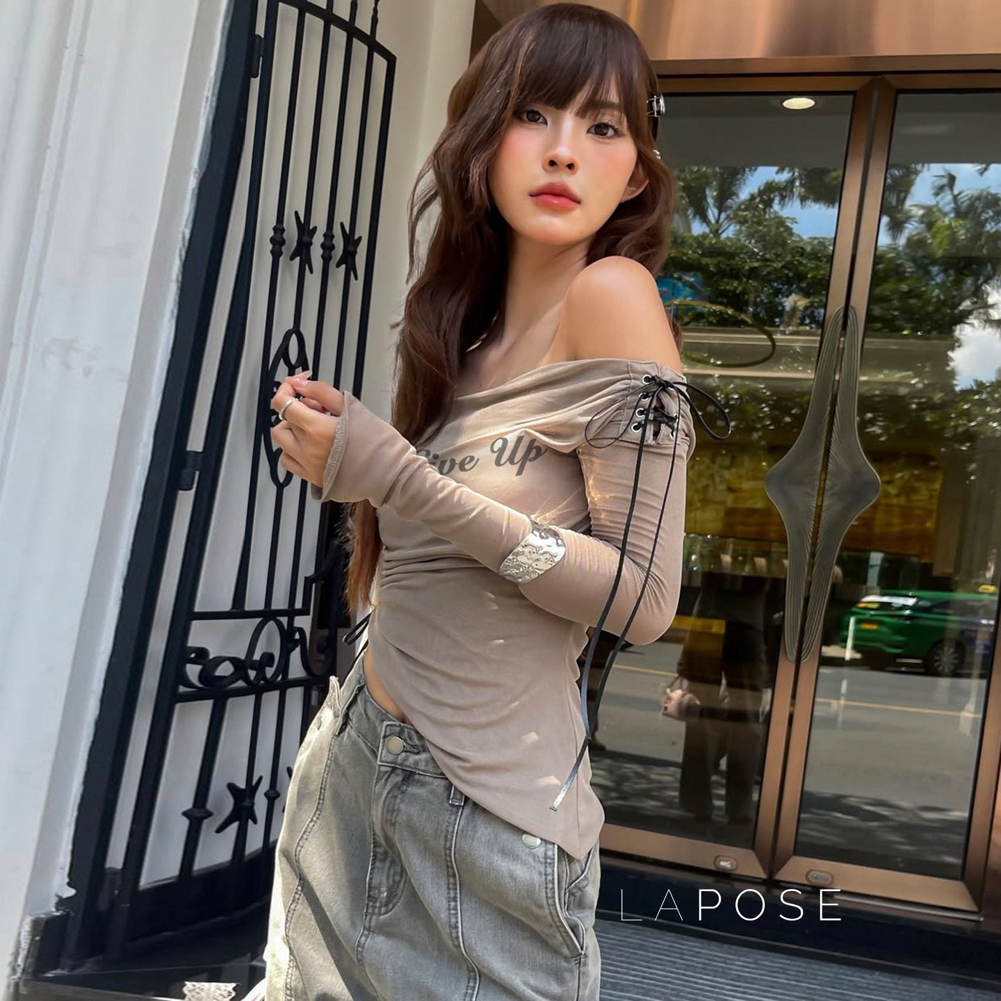 Alisa Mesh Graphic Crop Top