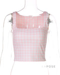 Alisha Plaid Backless Crop Top