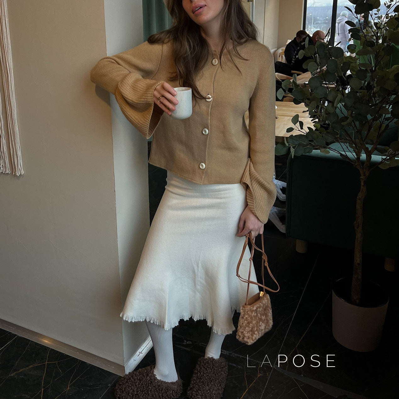 Alizah Bell Sleeve Knit Cardigan [7Z8DKPUR]
