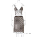Alize Lace Trim Plaid Skirt Set [C3NIO18X]