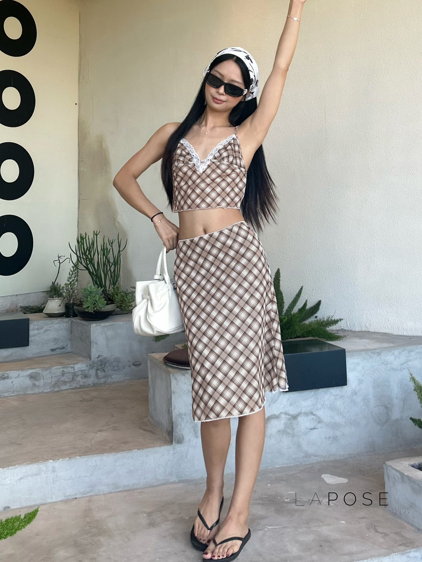 Alize Lace Trim Plaid Skirt Set [IWIGN4JQ]