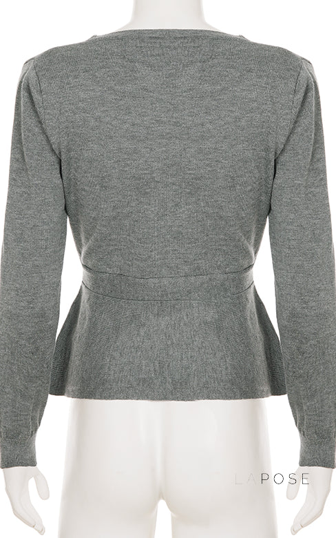 Allanah Ruffle Hem Knit Sweater [A3JH82KE]