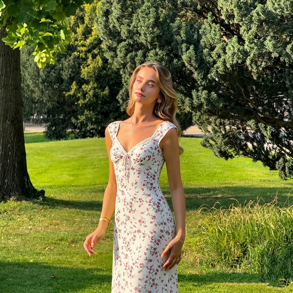 Allura Floral Lace Trim Maxi Dress