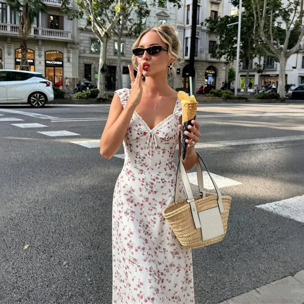 Allura Floral Lace Trim Maxi Dress