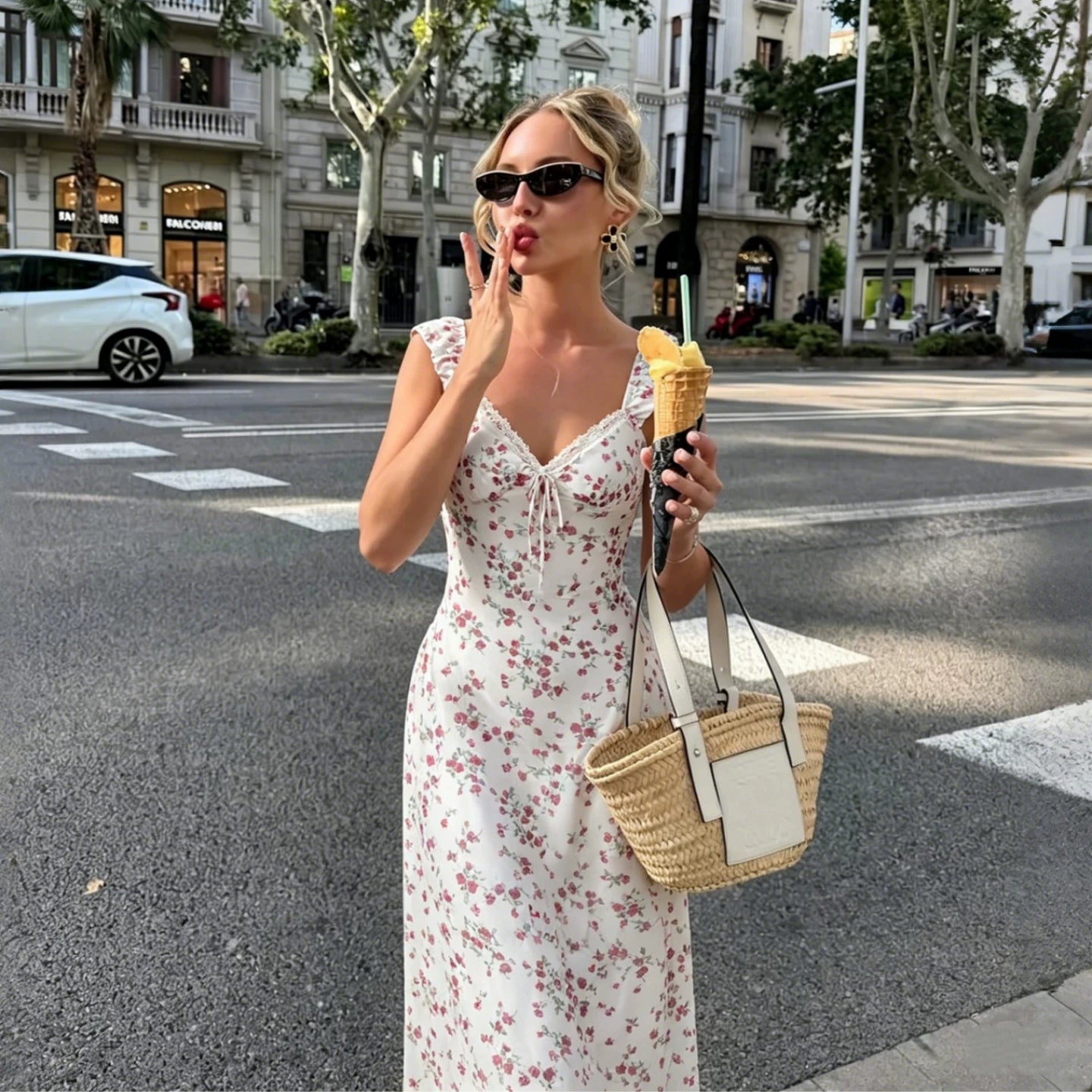 Allura Floral Lace Trim Maxi Dress