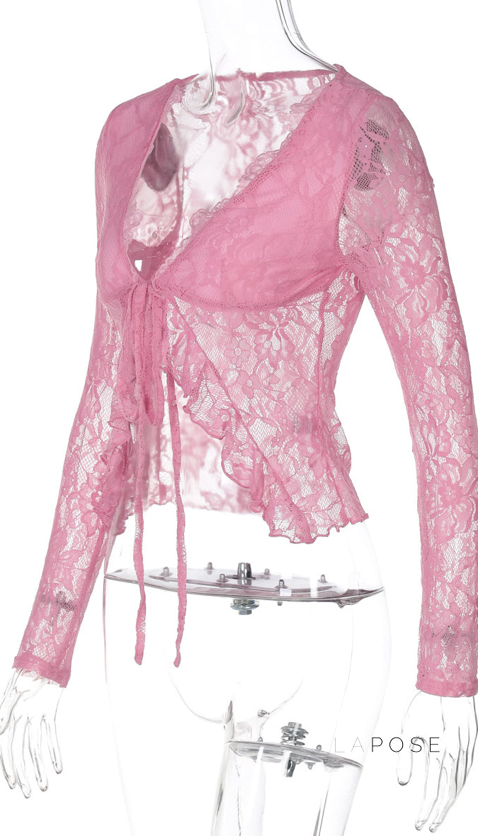 Alonna Floral Lace-Up Top [YMCXIO4W]