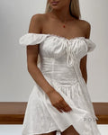 Alorah Off-Shoulder Puff Mini Dress [LLOC7CIE]