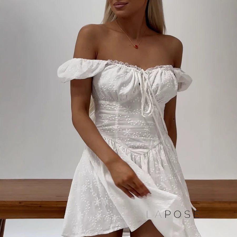Alorah Off-Shoulder Puff Mini Dress [FMC4Q0EE]