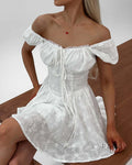 Alorah Off-Shoulder Puff Mini Dress [1TB7K4PV]