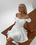 Alorah Off-Shoulder Puff Mini Dress [7T7KJ17Z]