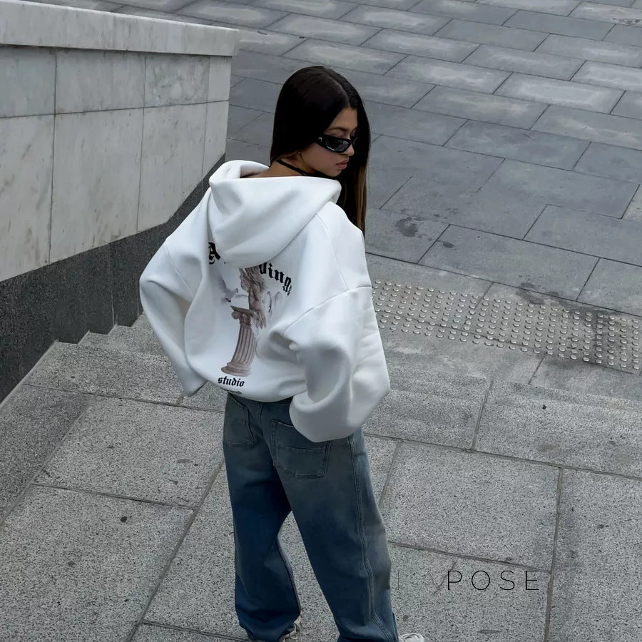 Alynna Printed Zipper Hoodie [TEO6WBSL]