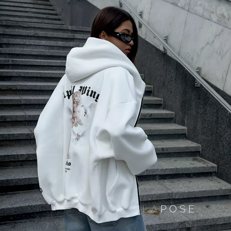 Alynna Printed Zipper Hoodie [6TAN4LRD]