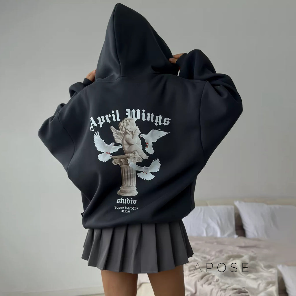 Alynna Printed Zipper Hoodie [2PC0NA7X]