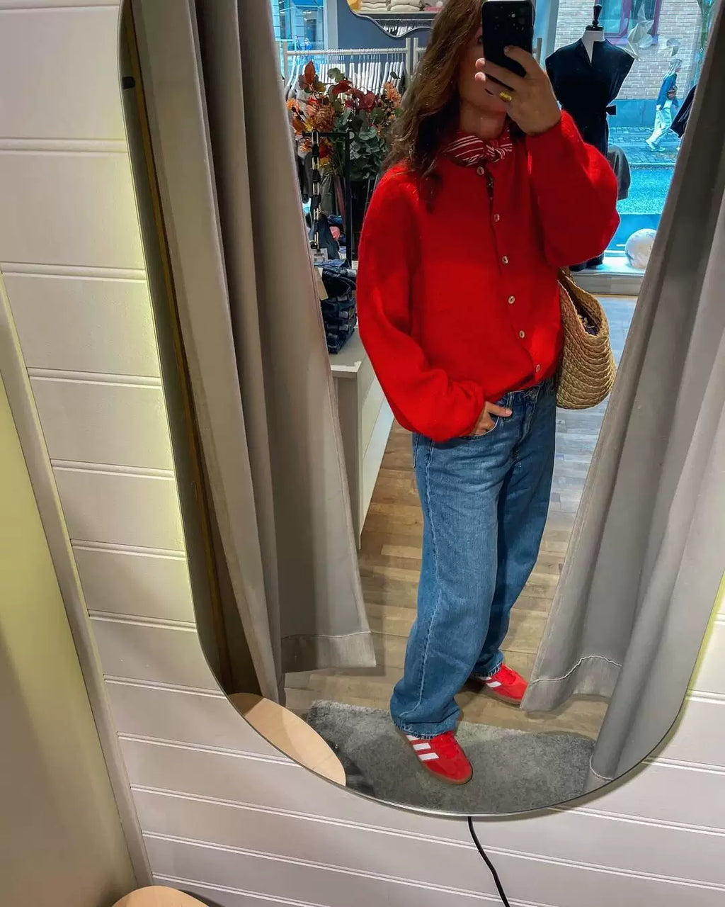 LaPose - Alynna Soft Knit Button Cardigan - Red Color