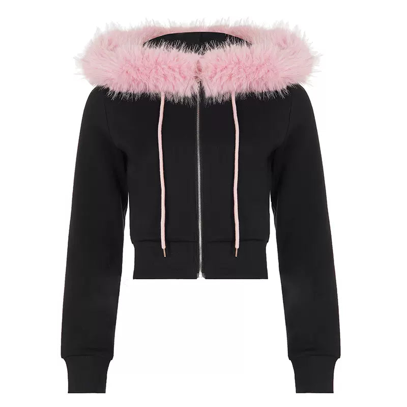 LaPose - Alysia Faux Fur Hooded Set - Black Jacket Color