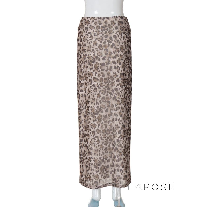 Alyssa Leopard Mesh Midi Skirt [QLKG2PKP]