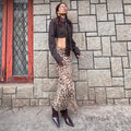 Alyssa Leopard Mesh Midi Skirt [T22BX93K]