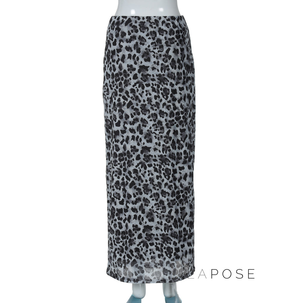 Alyssa Leopard Mesh Midi Skirt [Z6XR49KX]